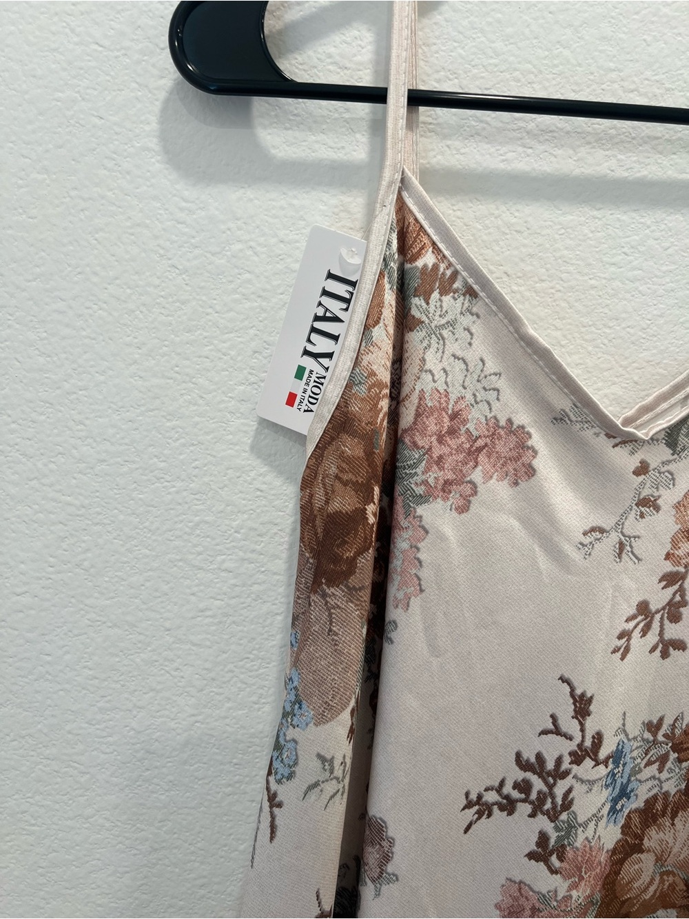 Slip Maxi Dress with Floral Print Italian Made Size L - Picture 3 of 3